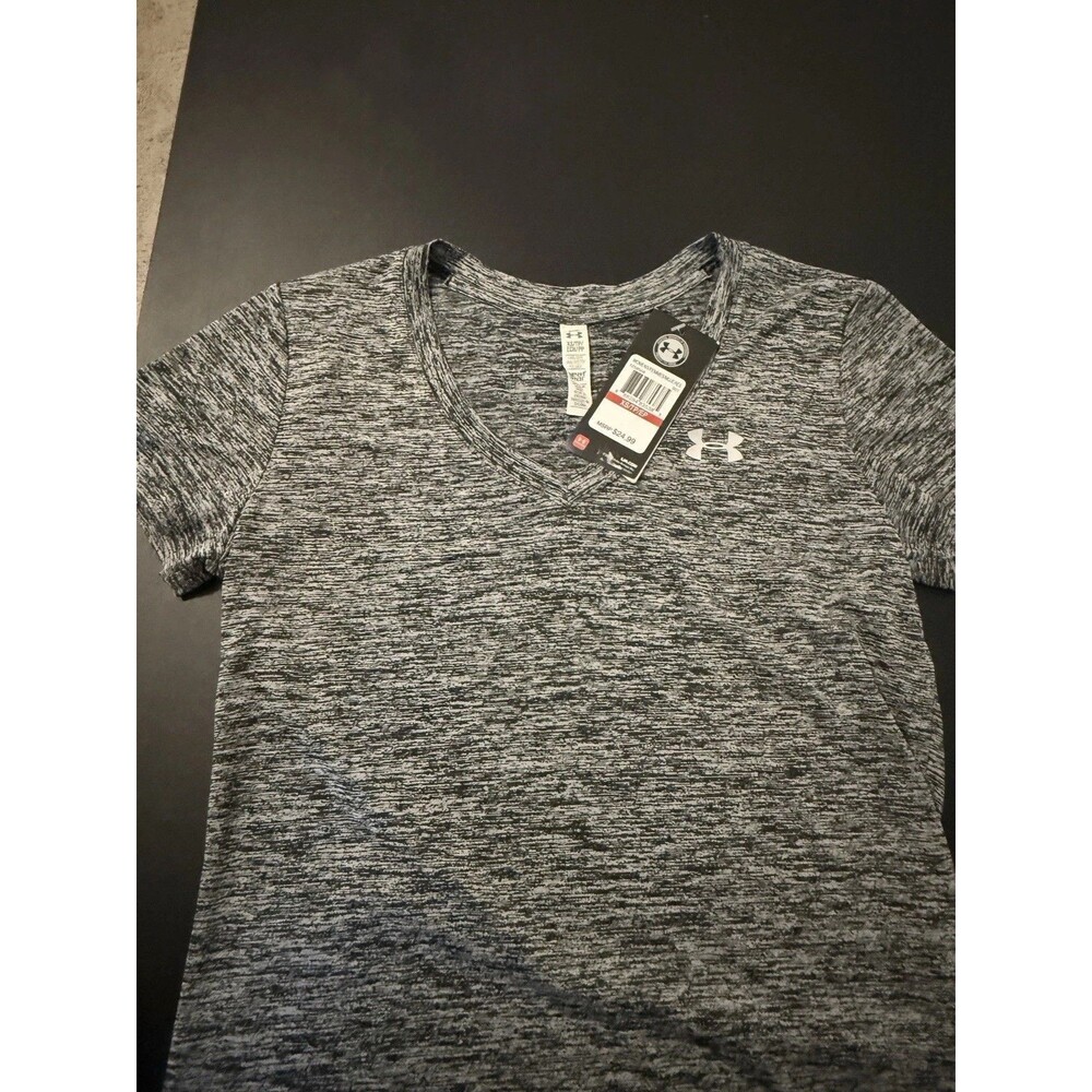 Under Armour Womens XS HeatGear Short Sleeve Shirt Gray Athletic Training Tee - Picture 3 of 5